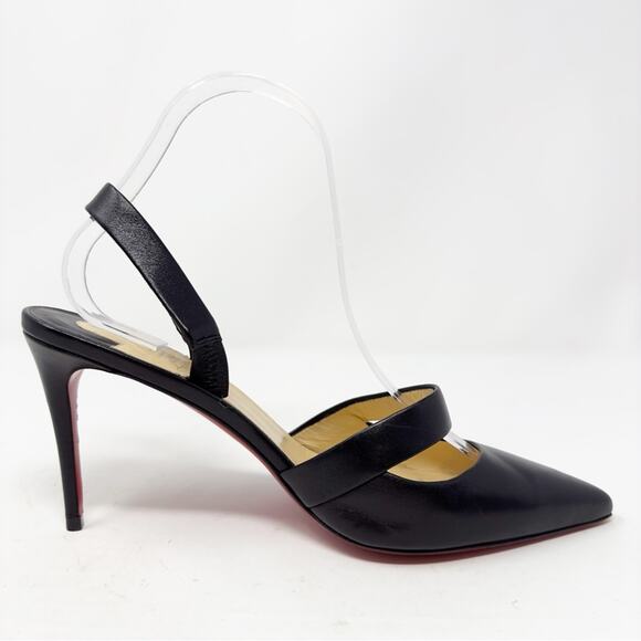 Christian Louboutin Actina Black Leather Slingback Pumps - Picture 9 of 14